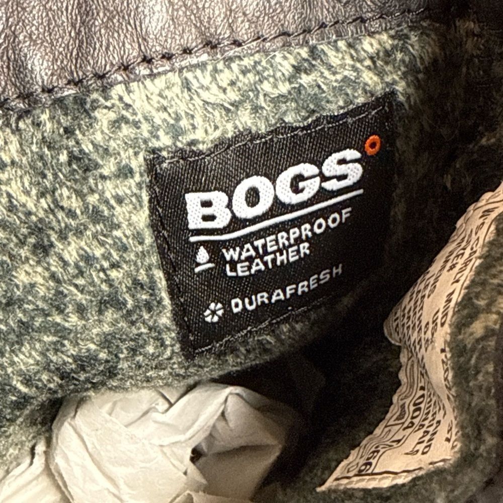 Bogs Carly Black Leather Pull on SLOUCH Mid-Calf Winter WATER PROOF Boots US 6.5 - Picture 7 of 8